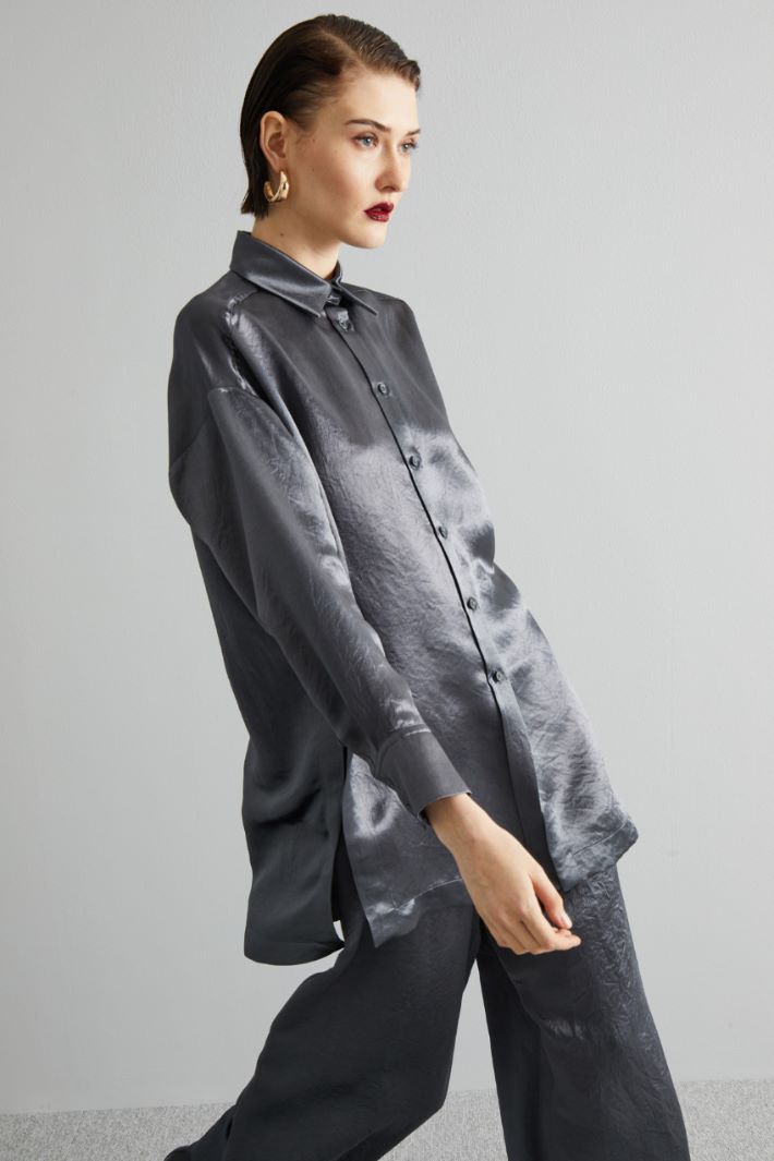 Camicia in raso ondulato - ARDESIA - Fashion Market - 2