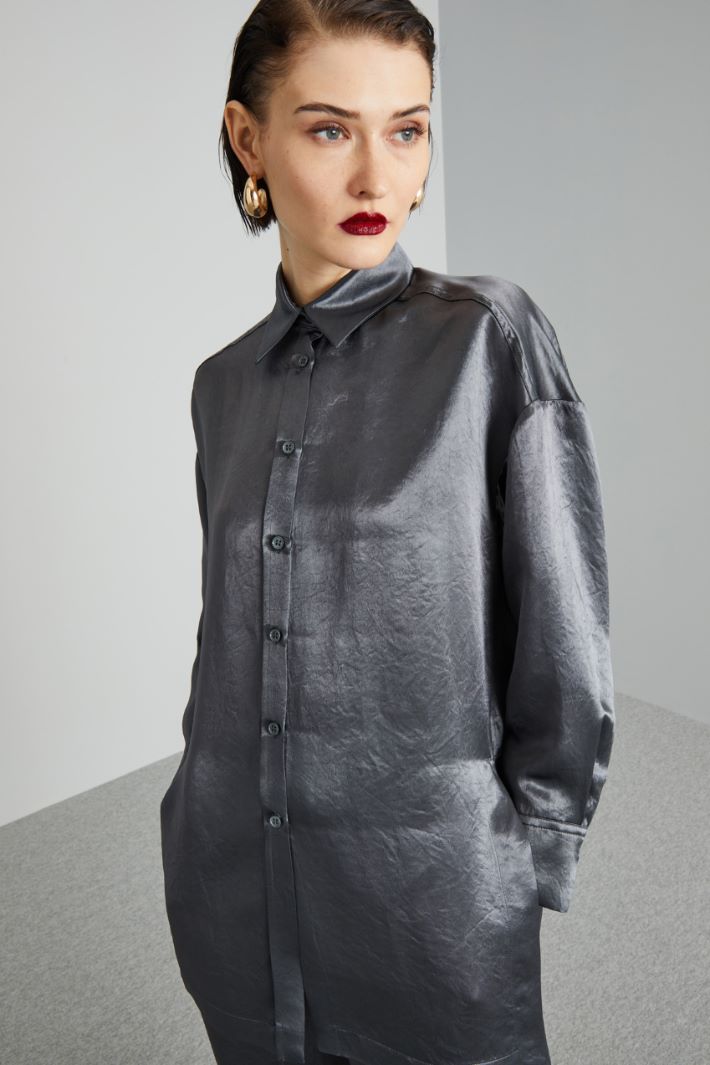 Camicia in raso ondulato - ARDESIA - Fashion Market - 3