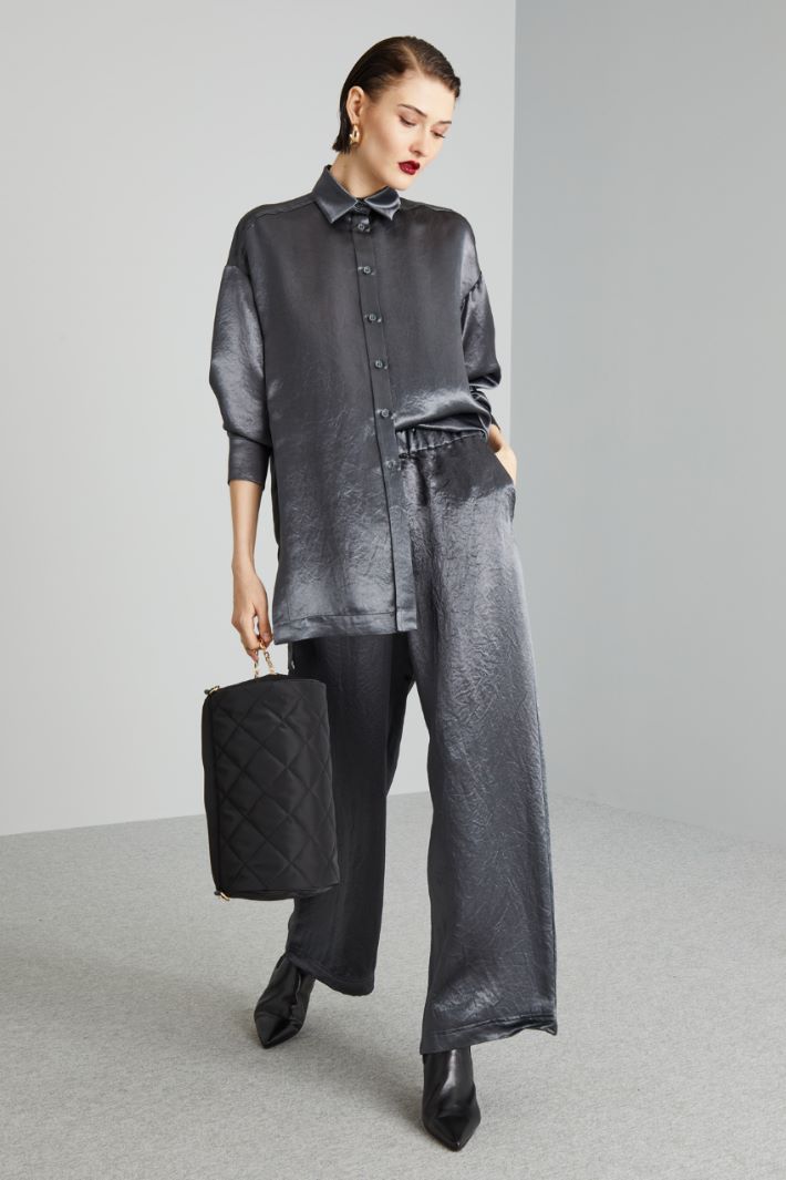 Camicia in raso ondulato - ARDESIA - Fashion Market