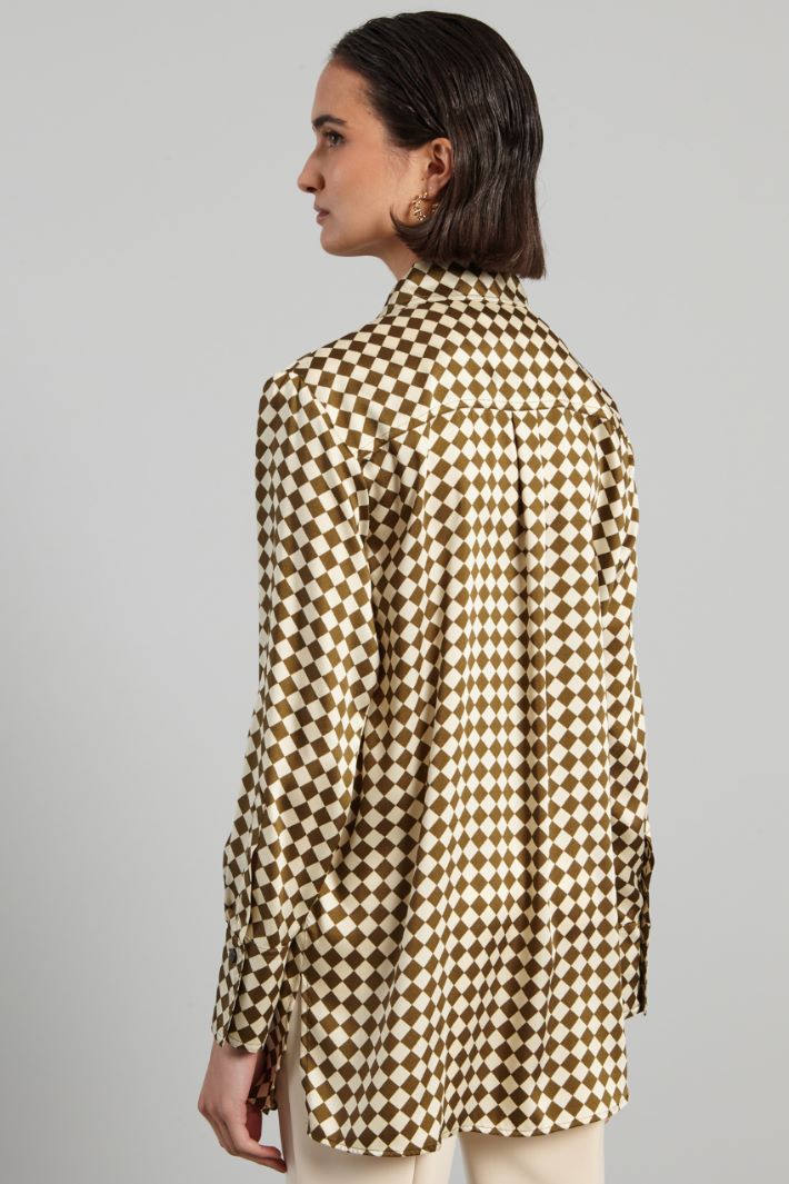 Camicia in twill a fantasia - VERDE OLIVA PANNA - Fashion Market - 4
