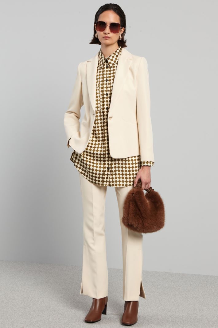 Camicia in twill a fantasia - VERDE OLIVA PANNA - Fashion Market