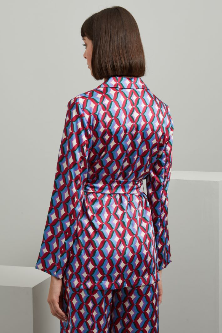 Blazer in twill stampato - MAGENTA VERDE AZZURRO - Fashion Market - 4