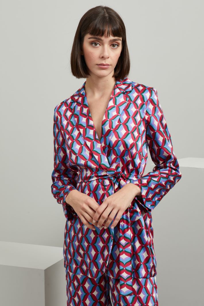 Blazer in twill stampato - MAGENTA VERDE AZZURRO - Fashion Market - 2