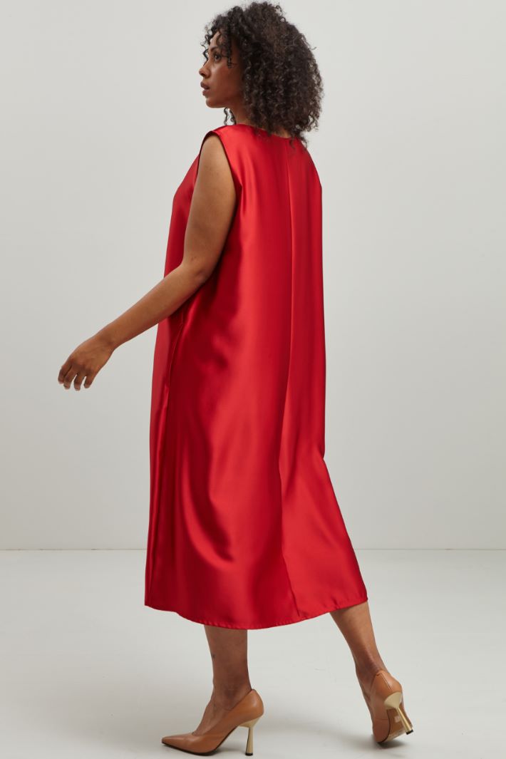 Abito smanicato in raso  - ROSSO VENEZIANO - Fashion Market - 4