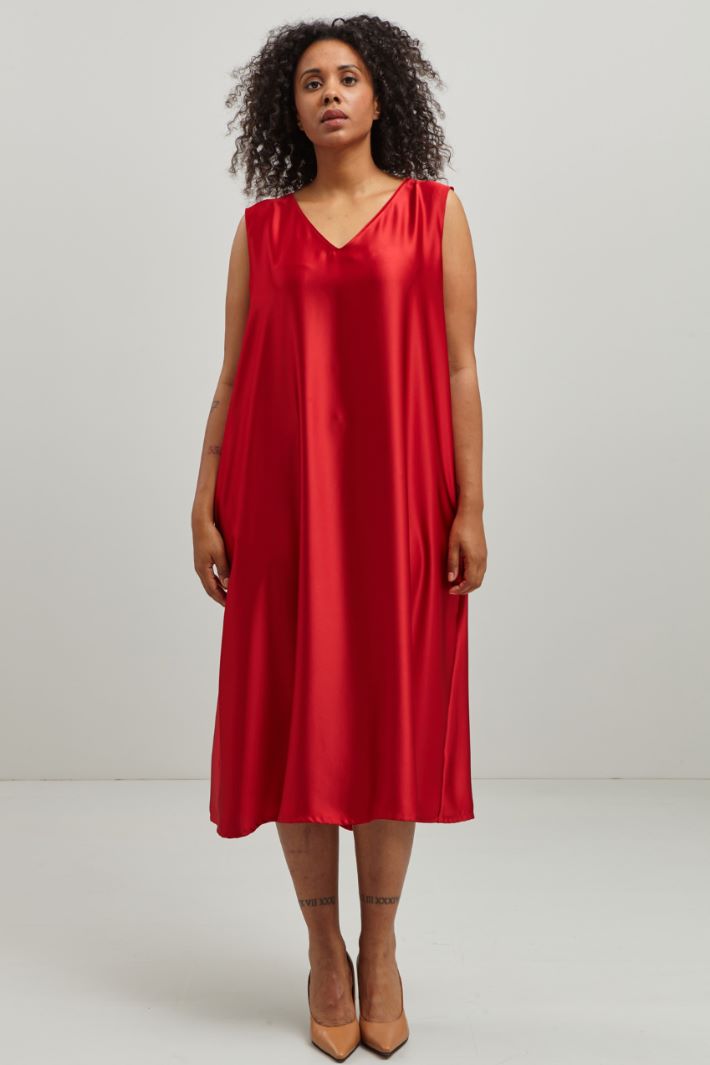 Abito smanicato in raso  - ROSSO VENEZIANO - Fashion Market - 2