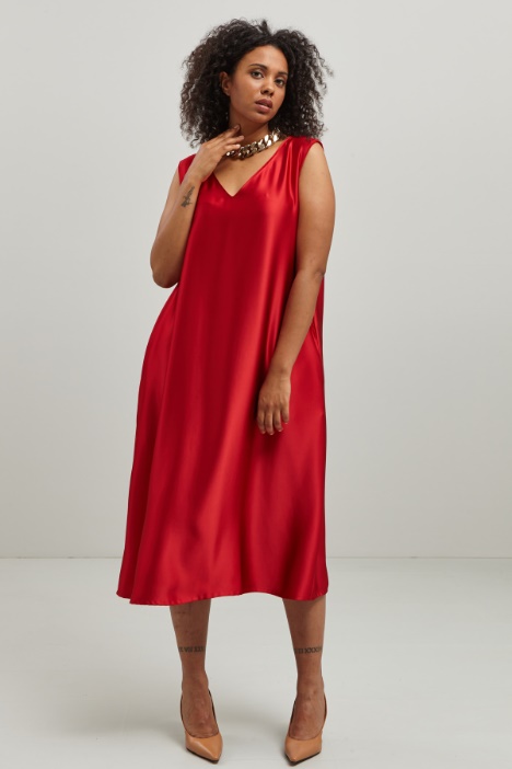 Abito smanicato in raso  - Fashion Market