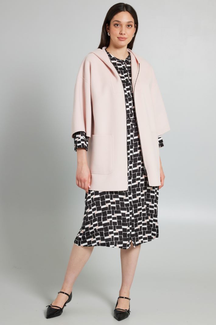 Chemisier midi stampato - NERO BIANCO ROSA - Fashion Market