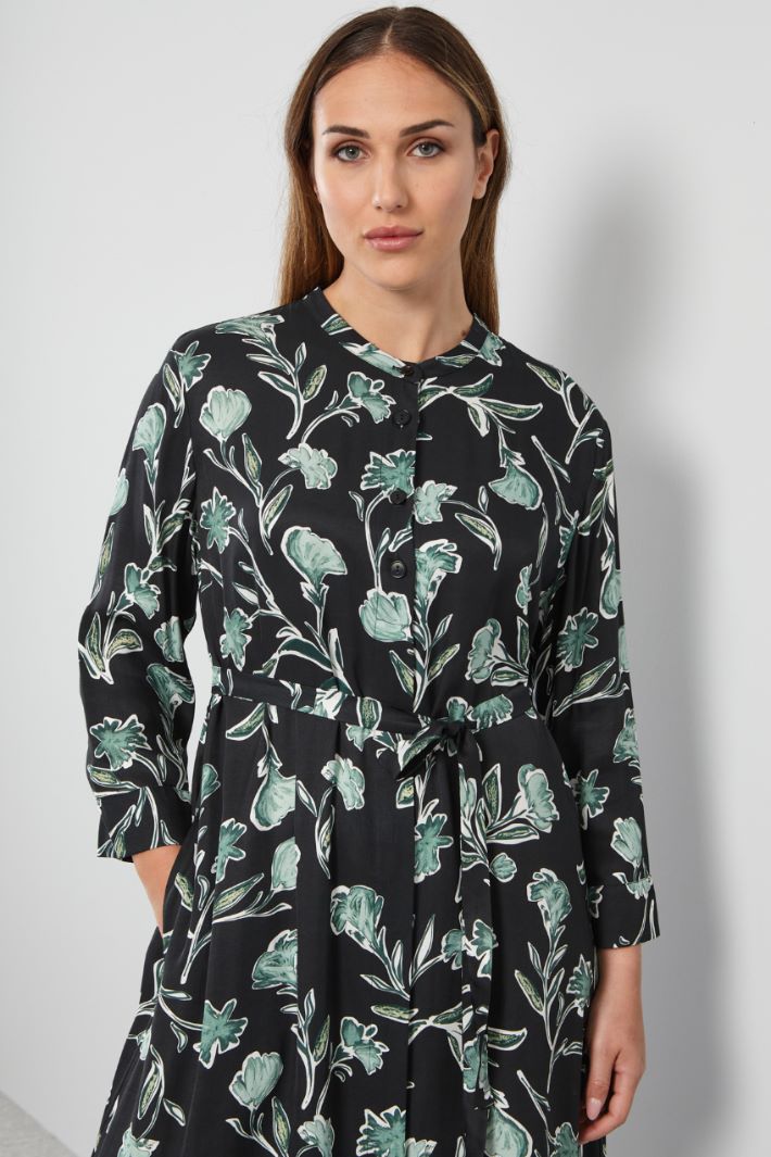Chemisier midi stampato - NERO VERDE BIANCO - Fashion Market - 3