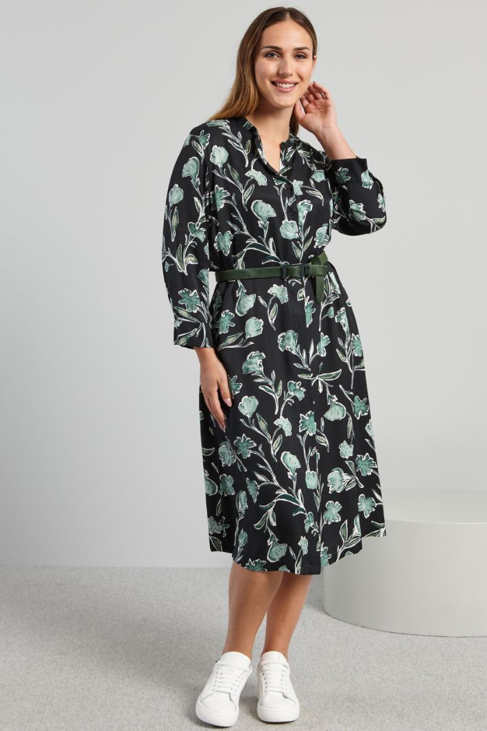Chemisier midi stampato - NERO VERDE BIANCO - Fashion Market
