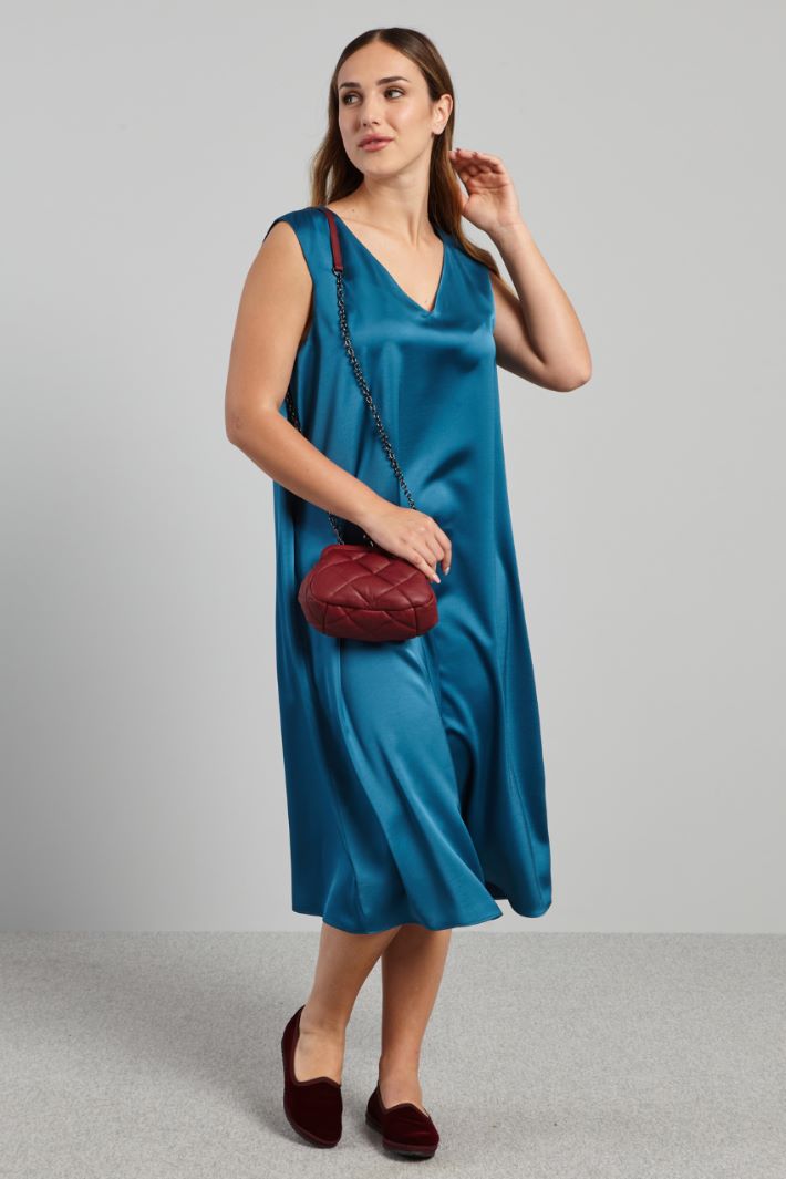 Abito con scollo a V - PETROLIO - Fashion Market