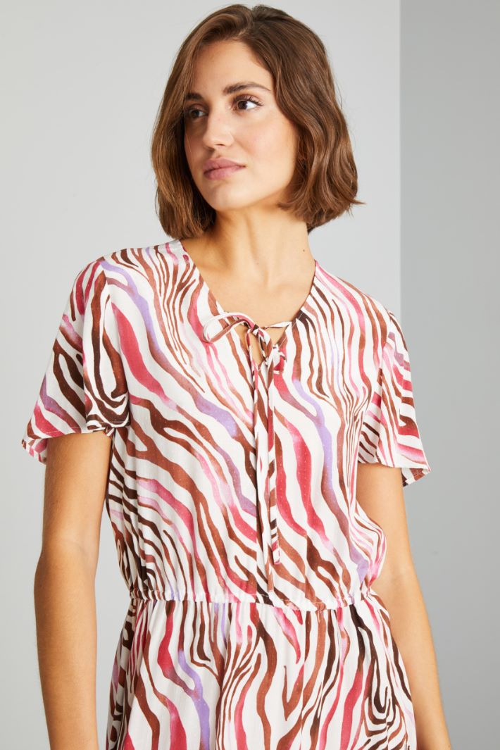 Abito con maniche corte - BIANCO ROSA - Fashion Market - 3
