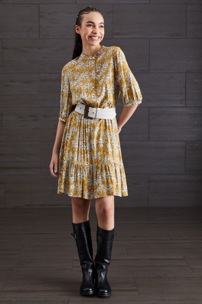Abito in crèpe marocaine  - SENAPE BIANCO - Fashion Market