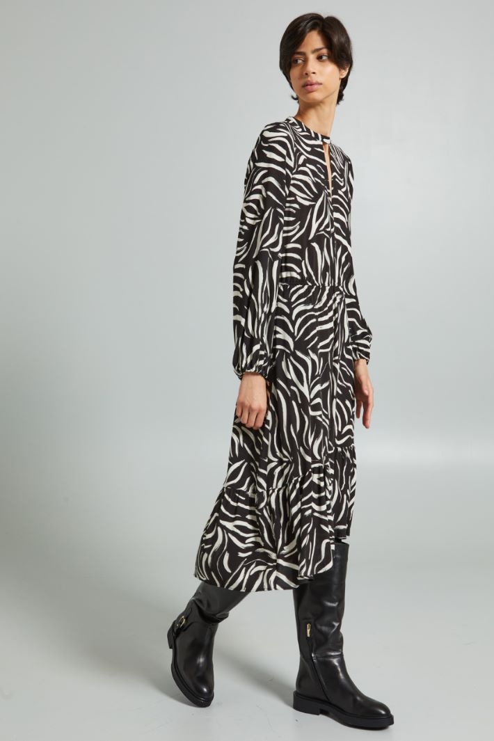 Abito in crépe marocain - NERO ECRU - Fashion Market - 2