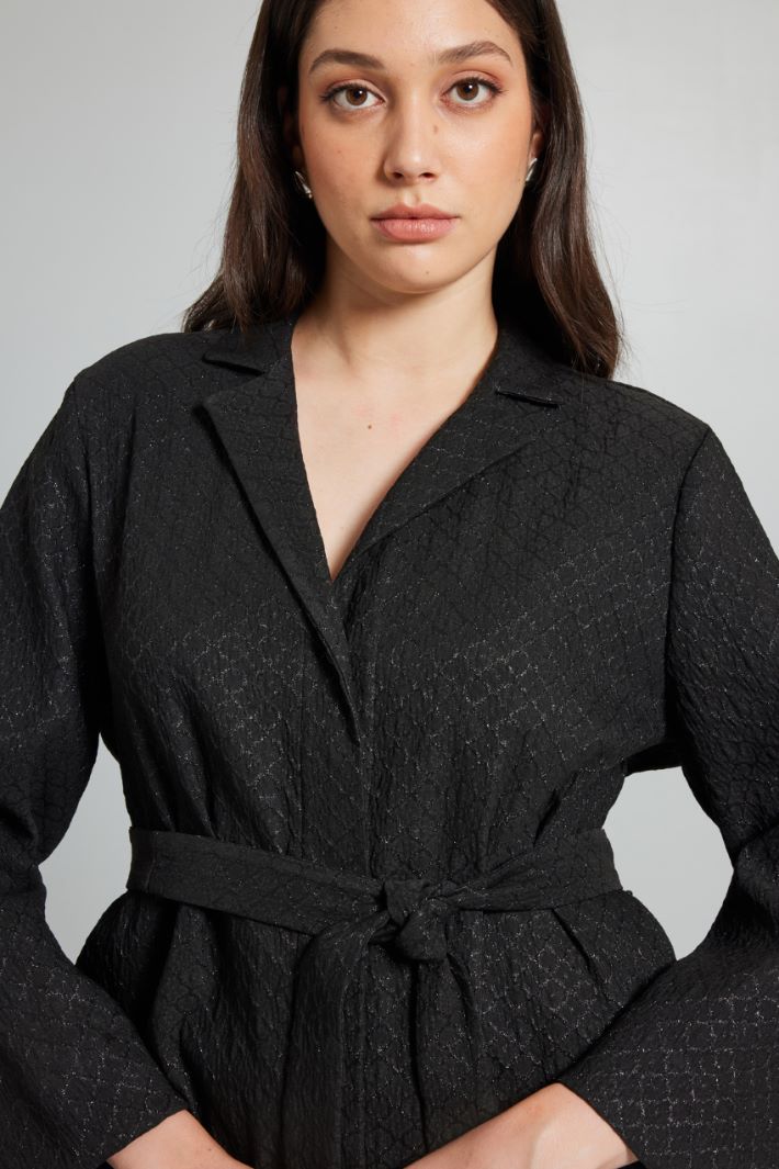 Abito chemisier jacquard - NERO - Fashion Market - 3