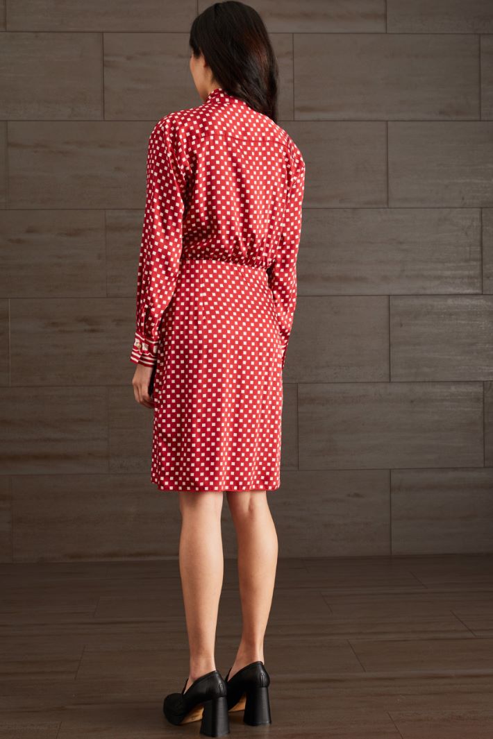 Abito a portafoglio in twill - ROSSO BIANCO - Fashion Market - 4