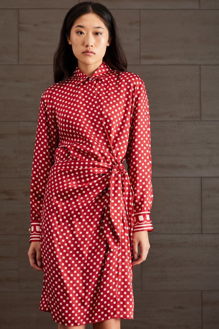 Abito a portafoglio in twill - ROSSO BIANCO - Fashion Market - 2