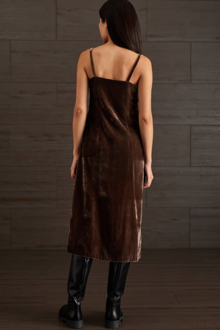 Slip dress in velluto - MARRONE SCURO - Fashion Market - 4