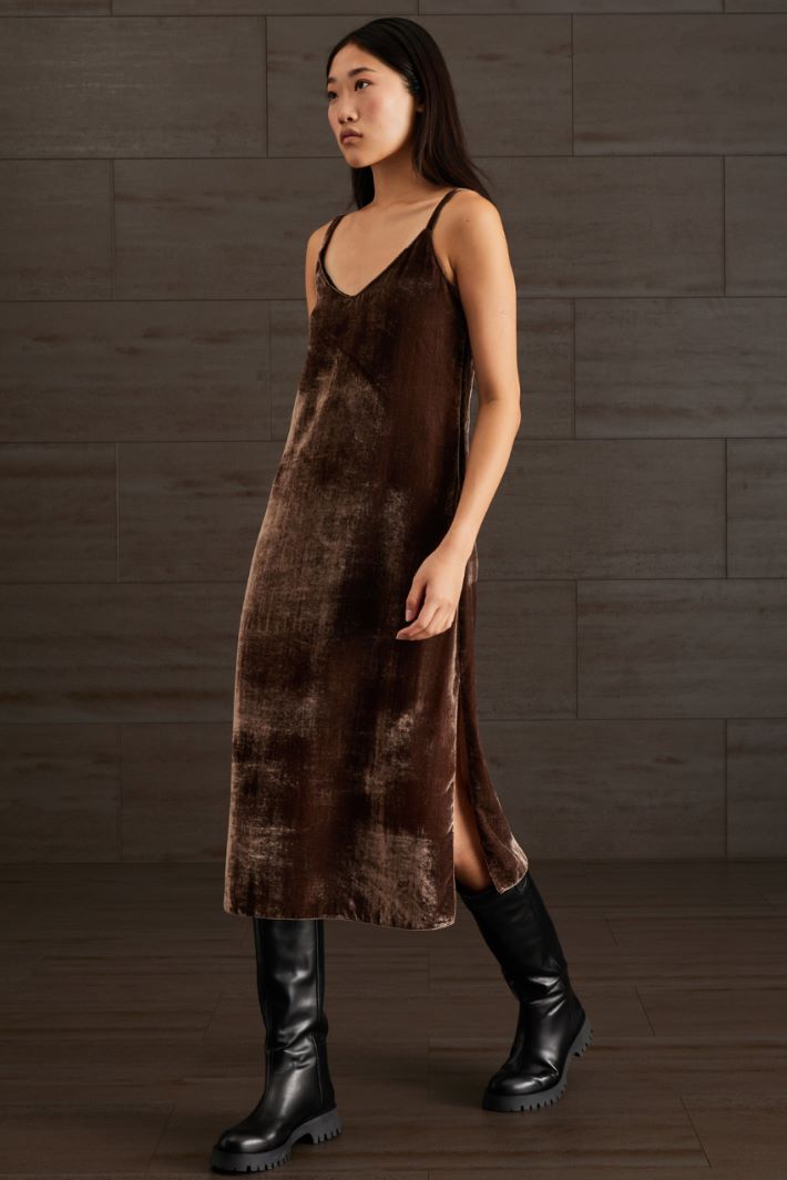 Slip dress in velluto - MARRONE SCURO - Fashion Market - 2