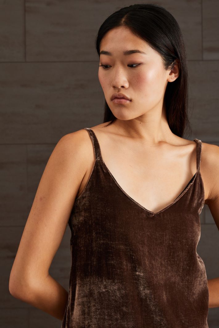 Slip dress in velluto - MARRONE SCURO - Fashion Market - 3
