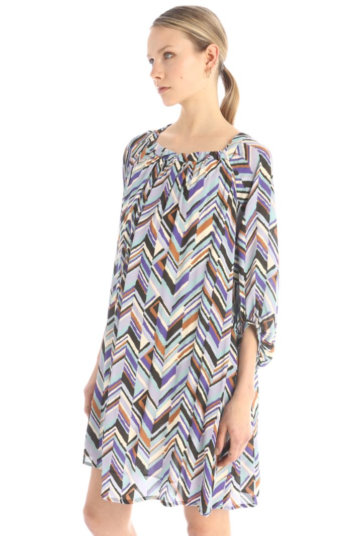 Abito in doppia georgette - AZZURRO VIOLA - Fashion Market - 3