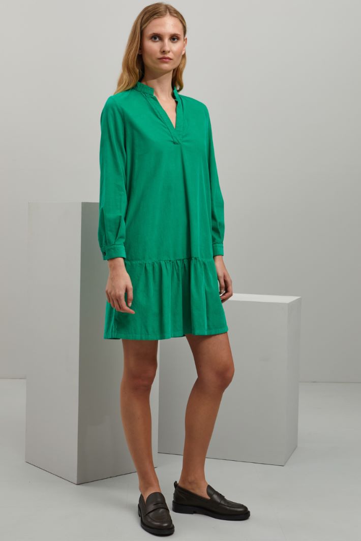 Abito in velluto di cotone - VERDE PRATO - Fashion Market