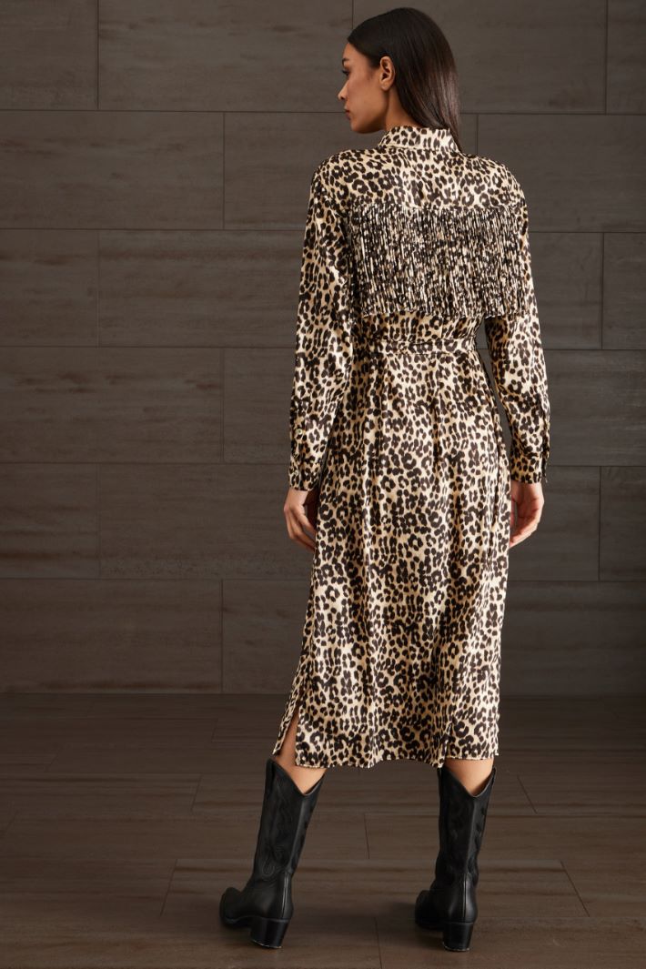 Abito con frange - BEIGE NERO - Fashion Market - 4