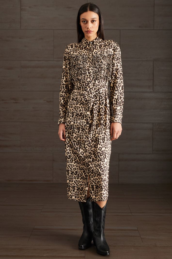 Abito con frange - BEIGE NERO - Fashion Market - 2