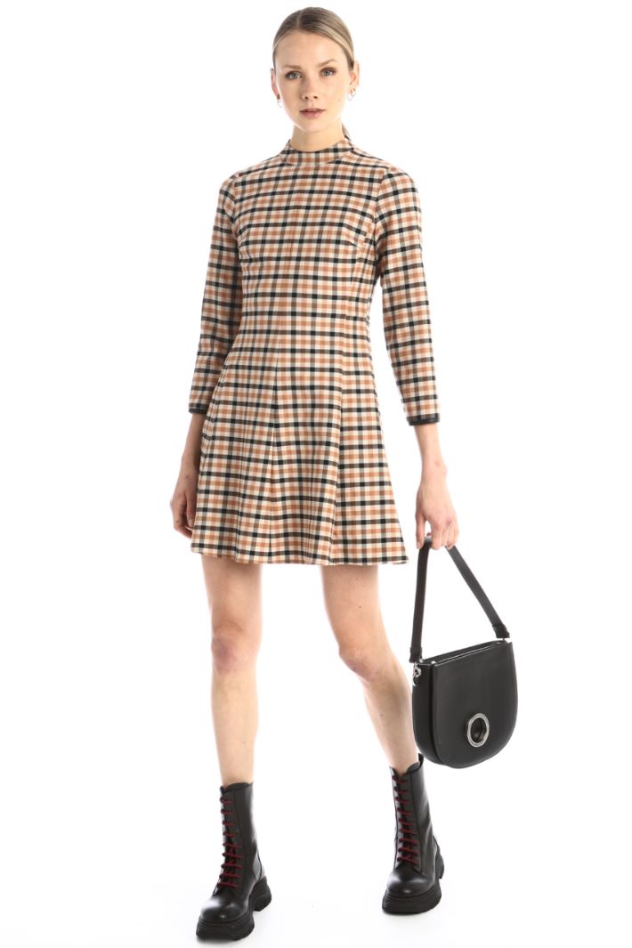 Abito svasato - BEIGE NERO - Fashion Market