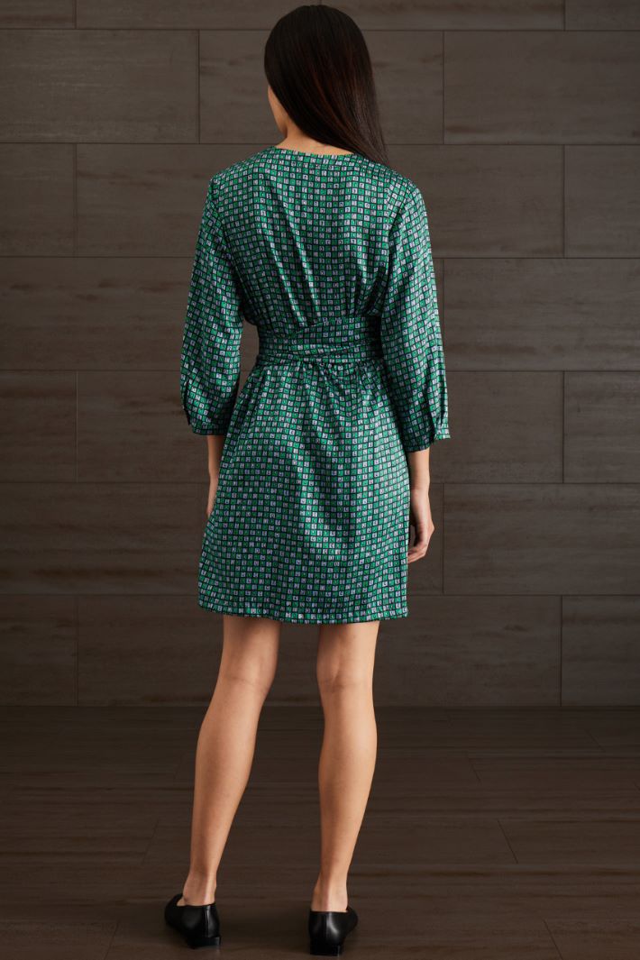 Abito corto a portafoglio - VERDE NERO AZZURRO - Fashion Market - 4