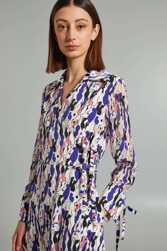 Abito a portafoglio con stampa - VIOLA ROSA NERO - Fashion Market - 3