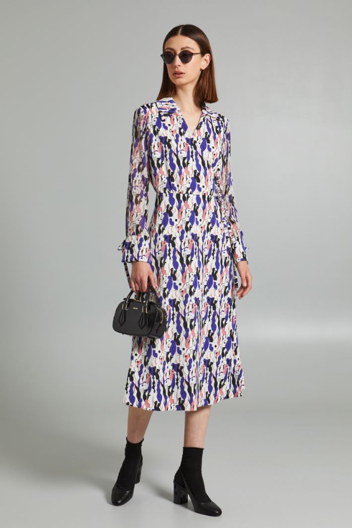 Abito a portafoglio con stampa - VIOLA ROSA NERO - Fashion Market