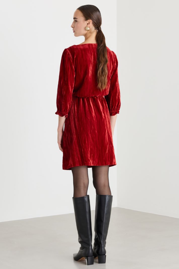 Abito in velluto - ROSSO - Fashion Market - 4