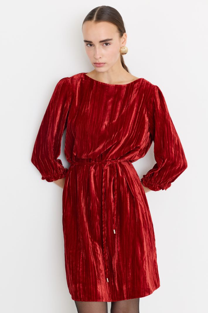 Abito in velluto - ROSSO - Fashion Market - 2