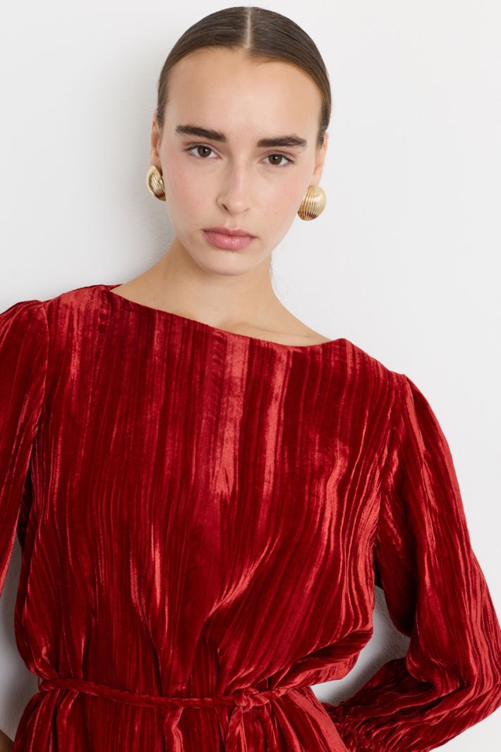 Abito in velluto - ROSSO - Fashion Market - 3