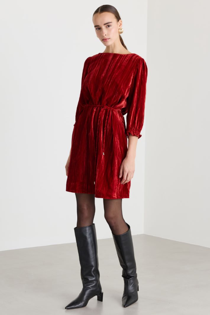 Abito in velluto - ROSSO - Fashion Market