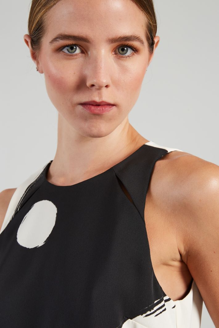 Abito corto in enver satin lucido - NERO BIANCO - Fashion Market - 3