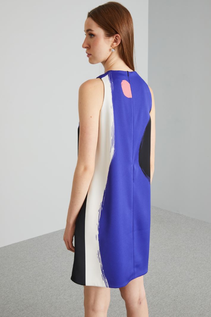 Abito corto in enver satin lucido - BLU NERO BIANCO - Fashion Market - 4