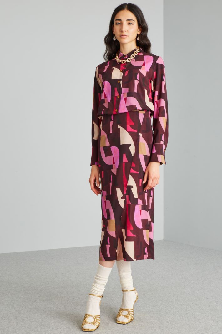Chemisier in crépe de chine - BORGOGNA ROSA - Fashion Market - 2