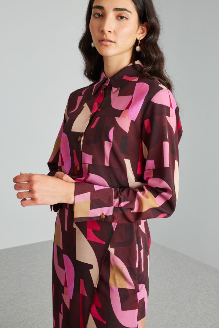 Chemisier in crépe de chine - BORGOGNA ROSA - Fashion Market - 3