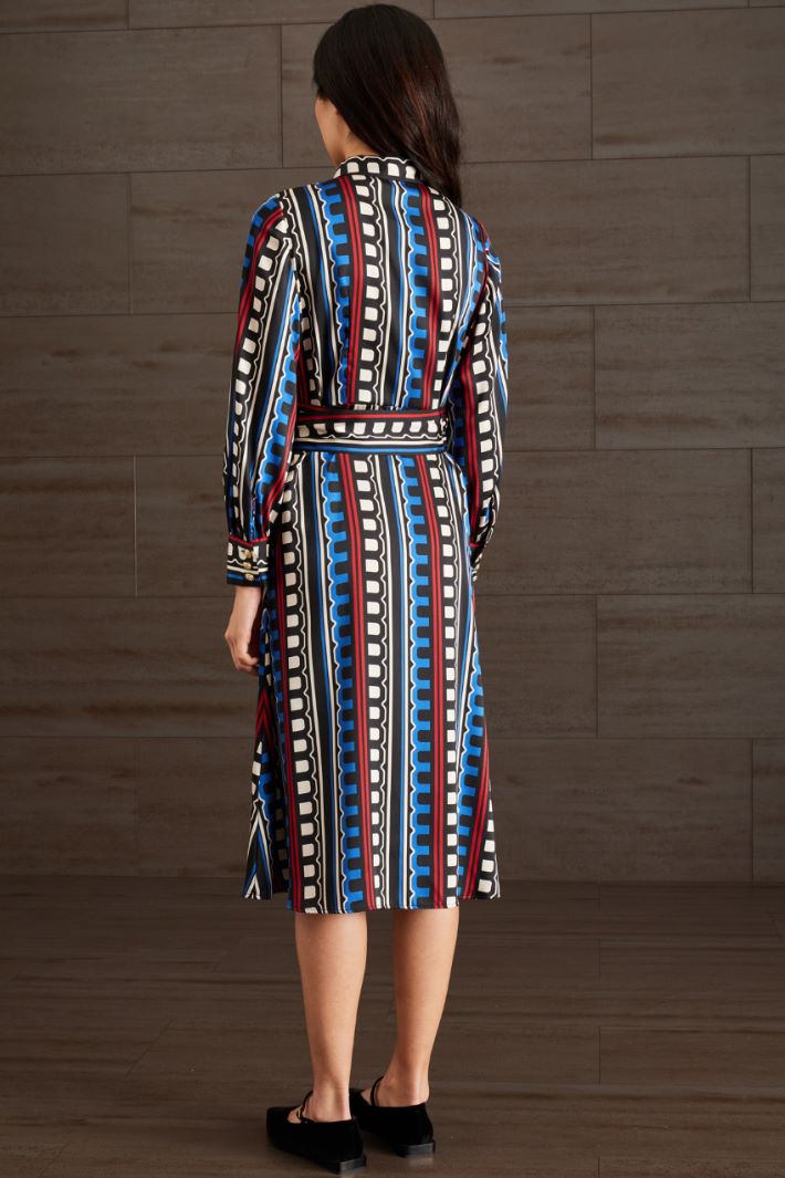 Abito chemisier in twill - BLU NERO ROSSO - Fashion Market - 4