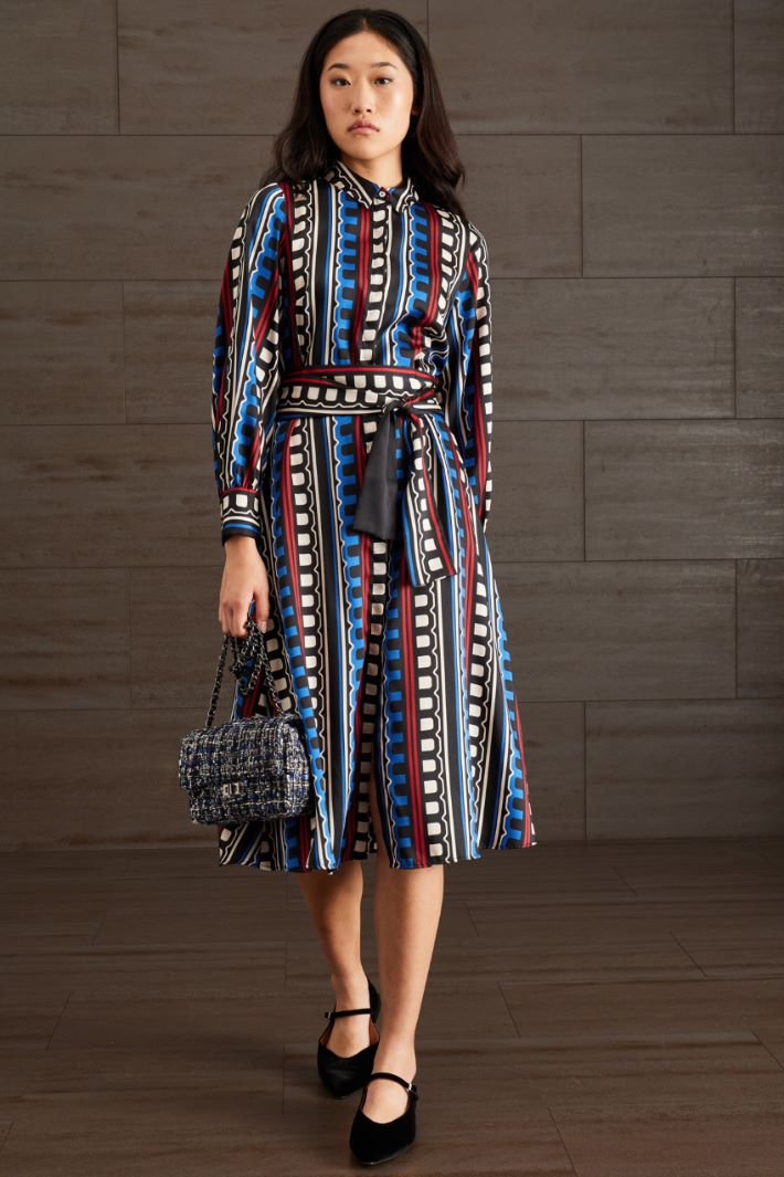 Abito chemisier in twill - BLU NERO ROSSO - Fashion Market