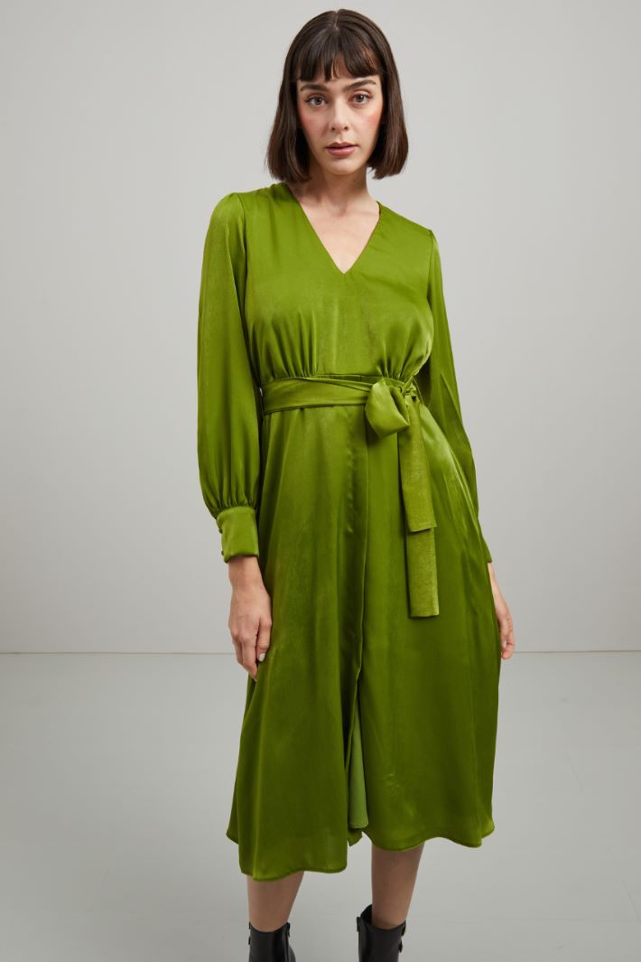 Abito in raso - VERDE LIME - Fashion Market - 4