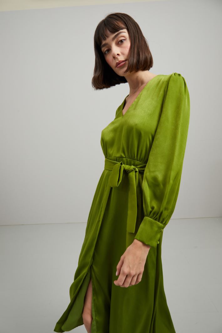 Abito in raso - VERDE LIME - Fashion Market - 2