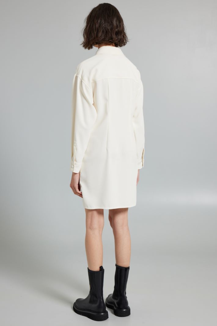 Abito chemisier in enver satin - LATTE - Fashion Market - 4