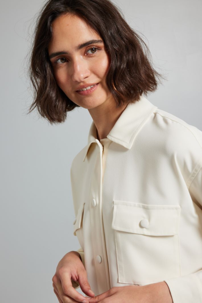 Abito chemisier in enver satin - LATTE - Fashion Market - 3