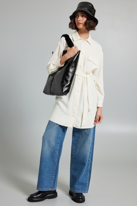 Abito chemisier in enver satin - Fashion Market