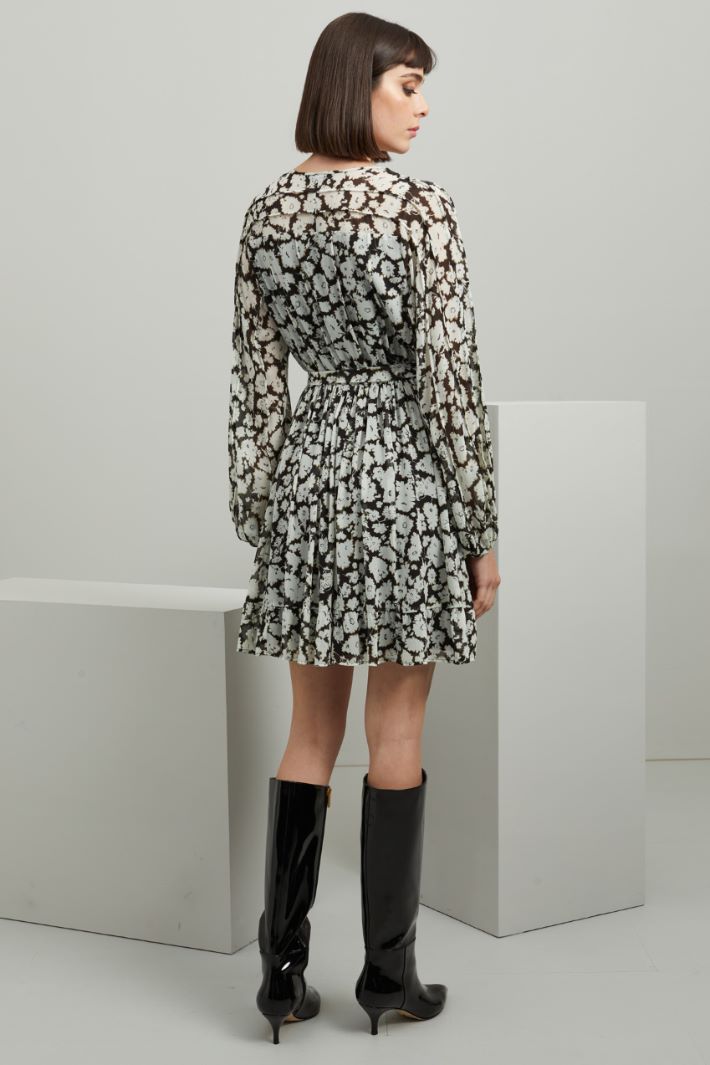 Abito in georgette - AVORIO NERO BEIGE - Fashion Market - 4