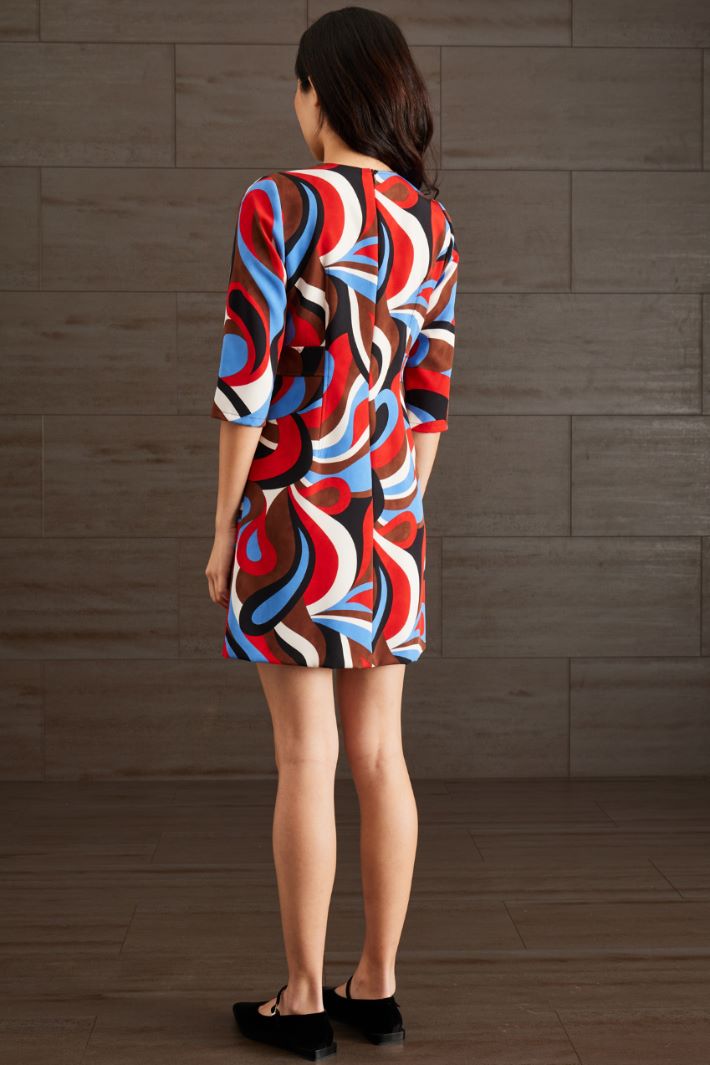 Abito in cady - AZZURRO ROSSO MARRONE - Fashion Market - 4