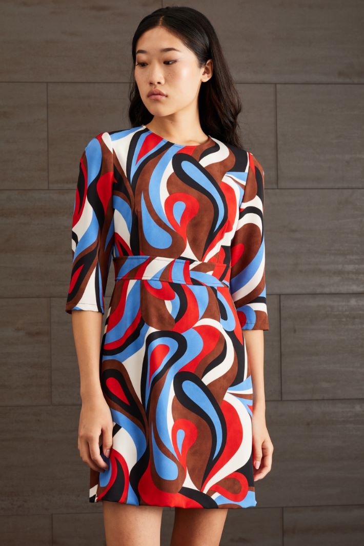 Abito in cady - AZZURRO ROSSO MARRONE - Fashion Market - 2