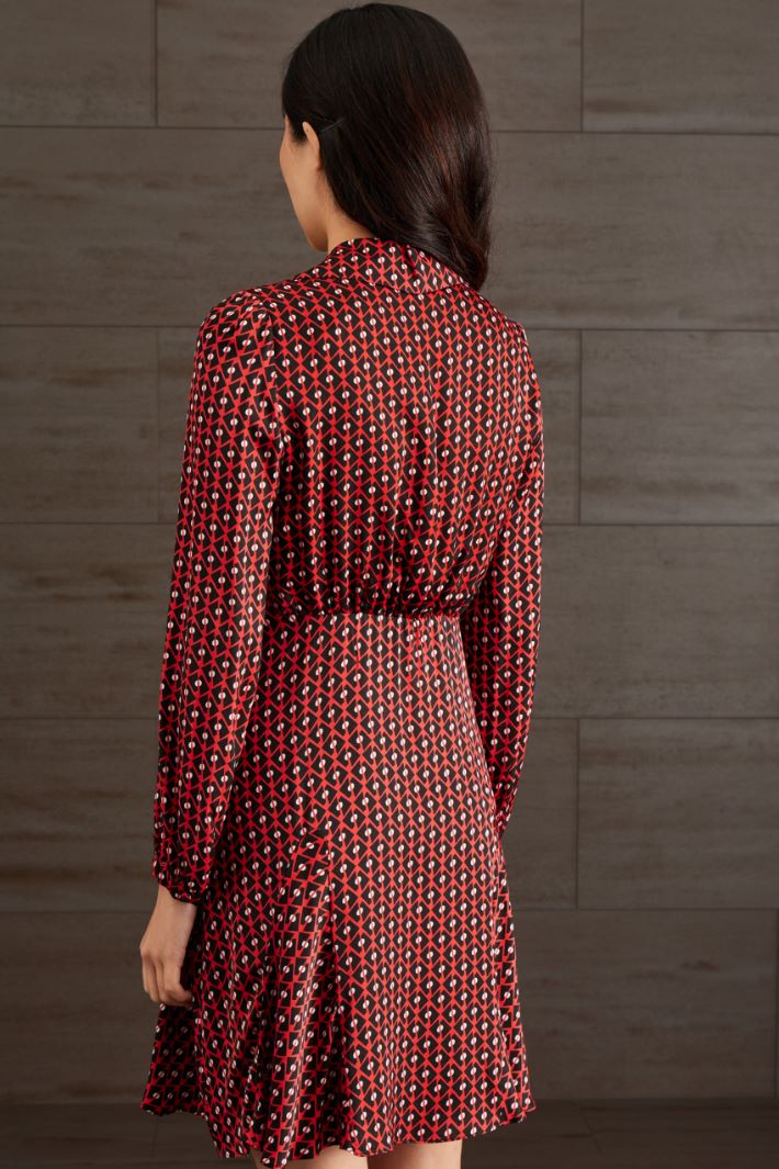 Abito in raso di pura viscosa - ROSSO NERO BIANCO - Fashion Market - 4